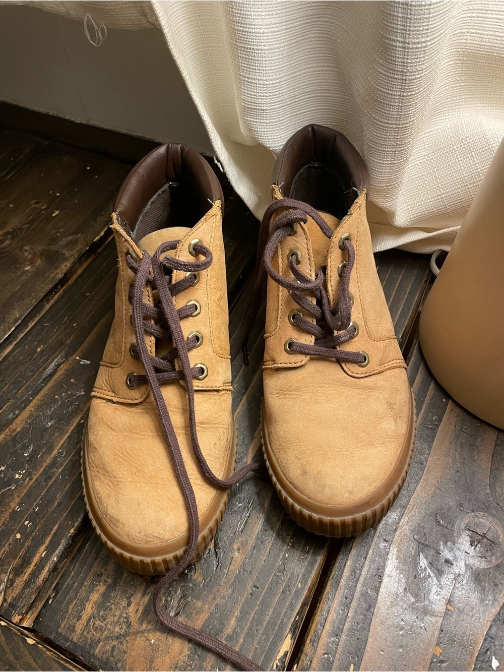 Women’s Tan Ankle Boots Lace-Up Booties